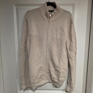 Banana Republic Factory Men's Fullzip Sweater Jacket in Oatmeal (cream), Large